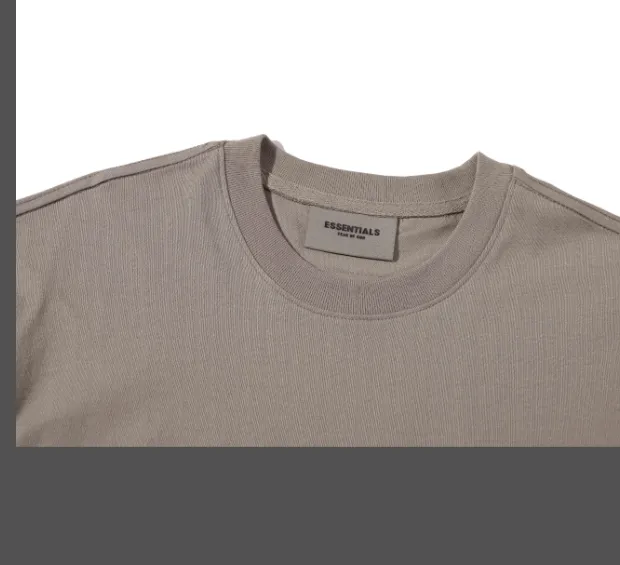 FEAR OF GOD 21SS ESSENTIALS Double Lined Back Silicone Letter Printed Short Sleeve T-shirt Black beige Medium Grey God Grey Brown Light Grey S M L XL