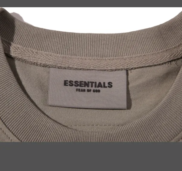 FEAR OF GOD 21SS ESSENTIALS Double Lined Back Silicone Letter Printed Short Sleeve T-shirt Black beige Medium Grey God Grey Brown Light Grey S M L XL