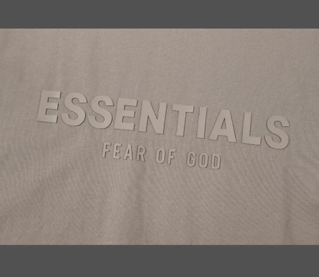 FEAR OF GOD 21SS ESSENTIALS Double Lined Back Silicone Letter Printed Short Sleeve T-shirt Black beige Medium Grey God Grey Brown Light Grey S M L XL