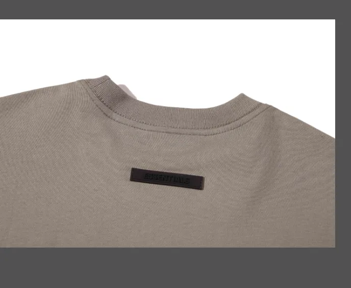 FEAR OF GOD 21SS ESSENTIALS Double Lined Back Silicone Letter Printed Short Sleeve T-shirt Black beige Medium Grey God Grey Brown Light Grey S M L XL