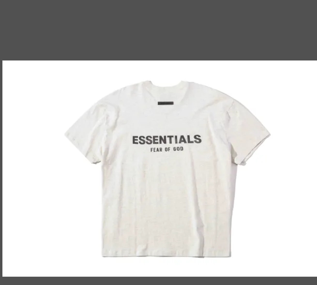 FEAR OF GOD 21SS ESSENTIALS Double Lined Back Silicone Letter Printed Short Sleeve T-shirt Black beige Medium Grey God Grey Brown Light Grey S M L XL