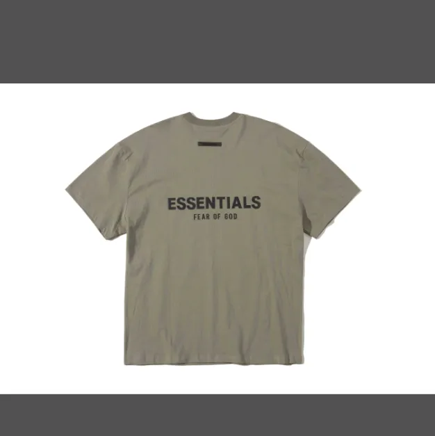 FEAR OF GOD 21SS ESSENTIALS Double Lined Back Silicone Letter Printed Short Sleeve T-shirt Black beige Medium Grey God Grey Brown Light Grey S M L XL