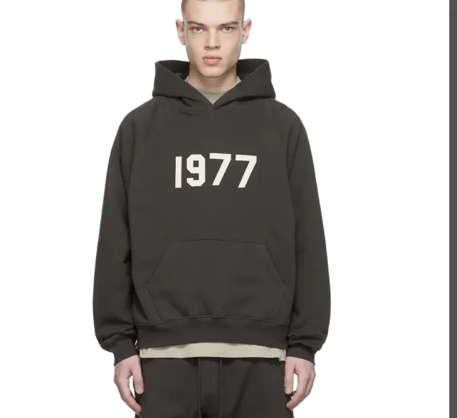 FEAR OF GOD ESSENTIALS HOODIE 1977 Digital Printed Hooded Fleece Hoodie Carbon Grey Nai White S-XL