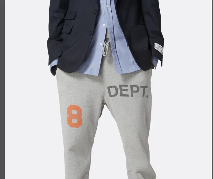 GALLERY DEPT Dept Logo 8 Sweatpants alphanumeric 8 printed elastic looped pants gray S-XL