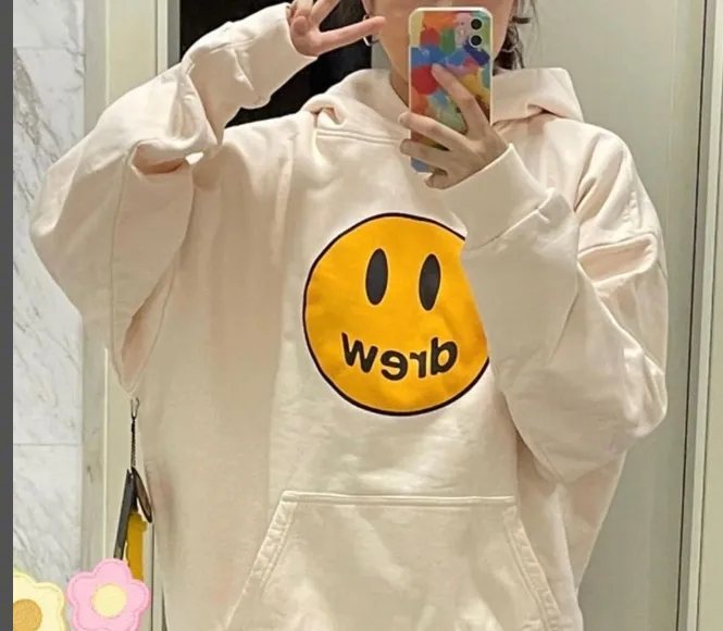 dream house 21 new color Mascot Hoodie Bieber same smiling face with plush hooded sweatshirt cream color blue black white yellow S M L XL