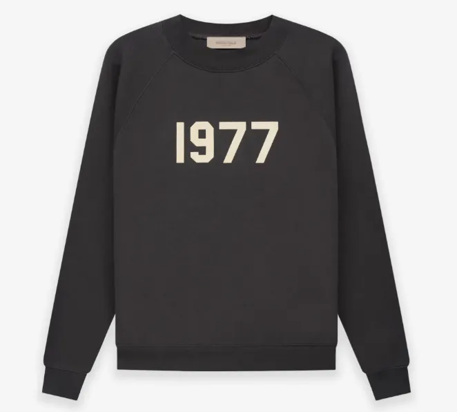 FEAR OF GOD ESSENTIALS CREWNECK 1977 Digital Printed Round Neck Hoodie Carbon Grey White S-XL