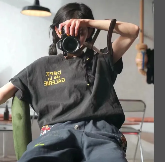 GALLERY DEPT. Basic High Street French Letter Making Vintage Washed Short Sleeve T-shirt Retro Grey Retro White S M L XL