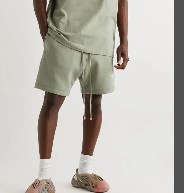 FEAR OF GOD ESSENTIALS FOG Double line Loose Plush Small LOGO Printed Drawstring Shorts Wheat Sea Foam Green S M L XL