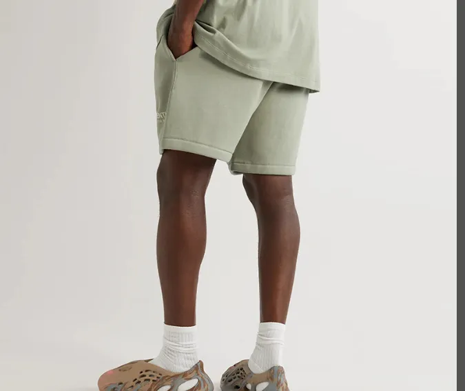 FEAR OF GOD ESSENTIALS FOG Double line Loose Plush Small LOGO Printed Drawstring Shorts Wheat Sea Foam Green S M L XL