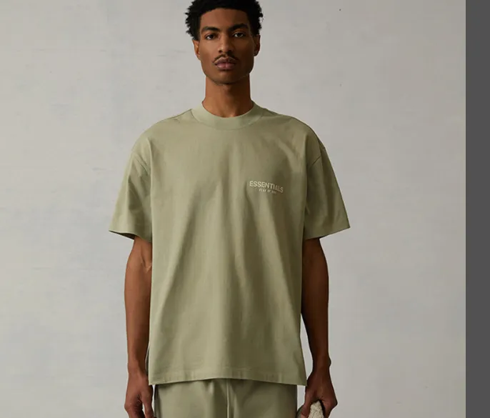 Fear Of God Essentials FOG 22ss Plush Small Logo Short Sleeve T-shirt Wheat Sea Foam Green S M L XL