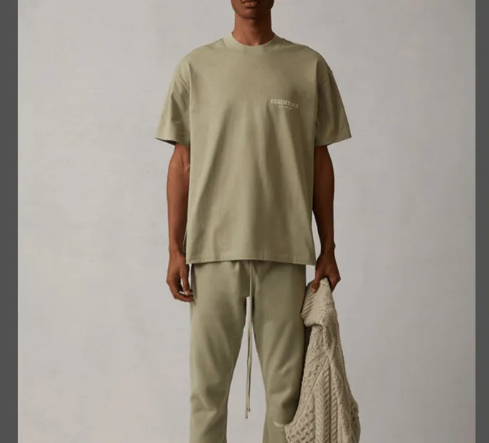 Fear Of God Essentials FOG 22ss Plush Small Logo Short Sleeve T-shirt Wheat Sea Foam Green S M L XL