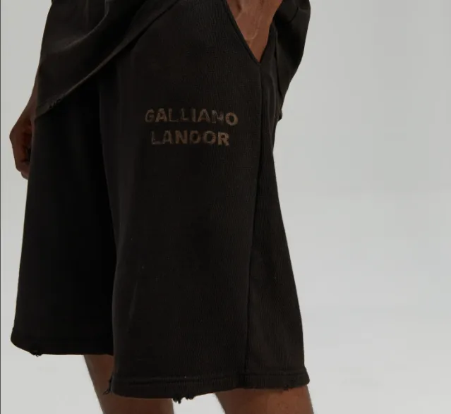 GALLIANO LANDOR Wear out Rust, Make Old LOGO Letter Printed Shorts Black S-XL