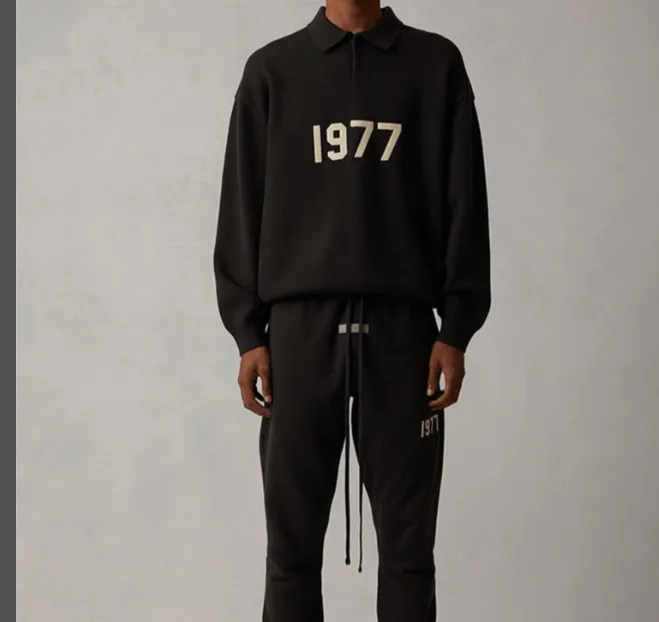 FEAR OF GOD ESSENTIALS FOG 22SS197 Digital Plush Printed Loose Legged Pants Metal Grey S M L XL