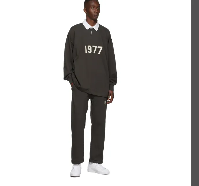 FEAR OF GOD ESSENTIALS FOG 22SS197 Digital Plush Printed Loose Straight Pants Metal Grey S M L XL