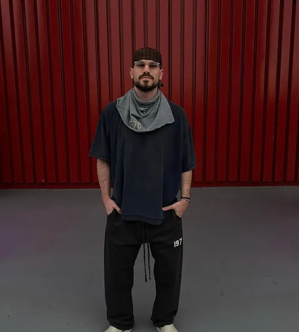 FEAR OF GOD ESSENTIALS FOG 22SS197 Digital Plush Printed Loose Straight Pants Metal Grey S M L XL