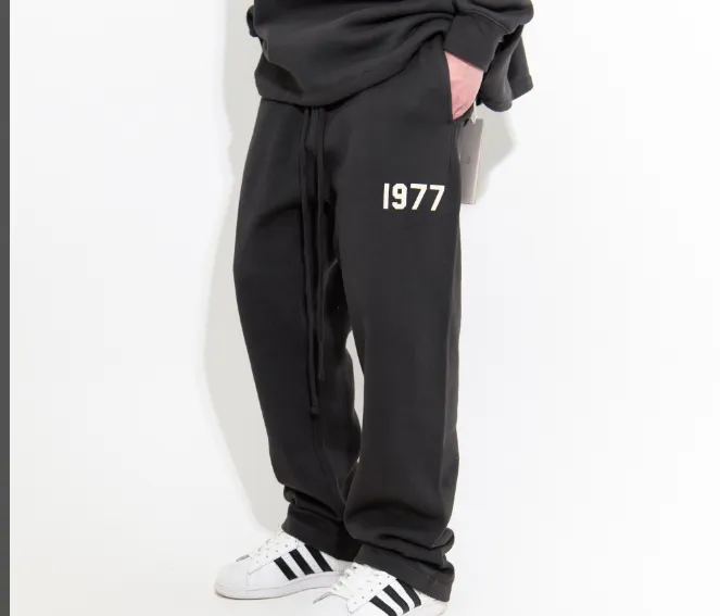 FEAR OF GOD ESSENTIALS FOG 22SS197 Digital Plush Printed Loose Straight Pants Metal Grey S M L XL