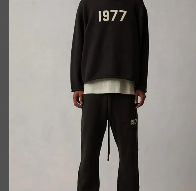 FEAR OF GOD ESSENTIALS FOG 22SS197 Digital Plush Printed Loose Straight Pants Metal Grey S M L XL