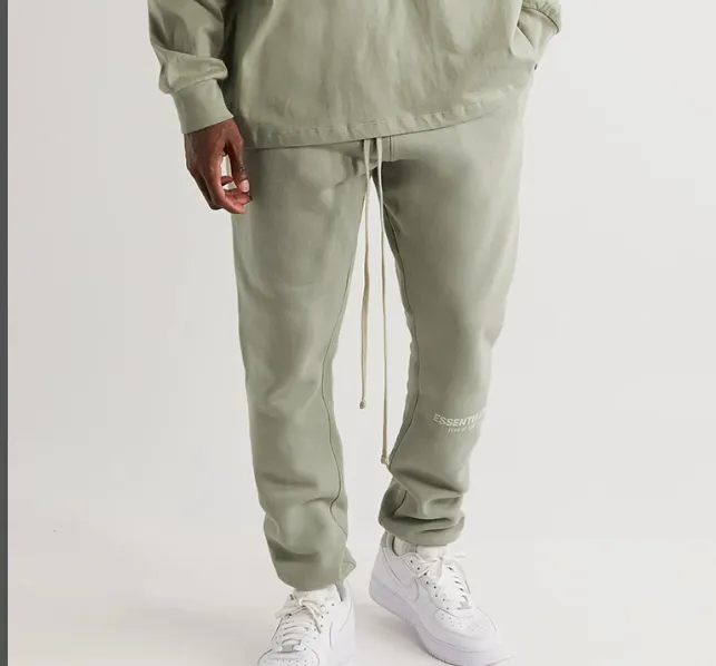 FOG FEAR OF GOD ESSENTIALS 22SS Double Line Logo Plush Printed Legged Pants Bathroom Pants Sea Foam Green Wheat S M L XL