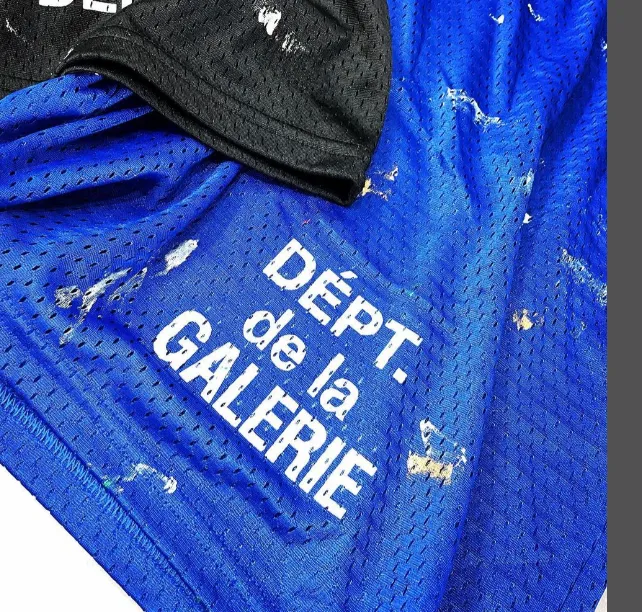 gallery dept color inkjet hand-painted French classic logo printed mesh sports drawstring shorts blue black S M L XL