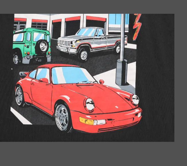 Gallery Dept Drive Thru Tee High Street Retro Back Painted Car Printed Short Sleeve T-shirt Black Brown S-XL