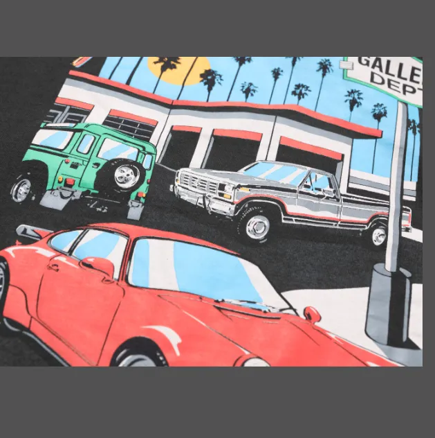 Gallery Dept Drive Thru Tee High Street Retro Back Painted Car Printed Short Sleeve T-shirt Black Brown S-XL