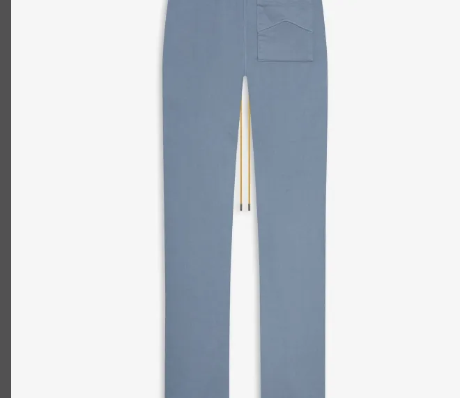 RHUDE Embroidered Slogan Logo Retro Drawstring Long Hair Hoop Pants Apricot Light Blue Flower Grey Black S-XL Size