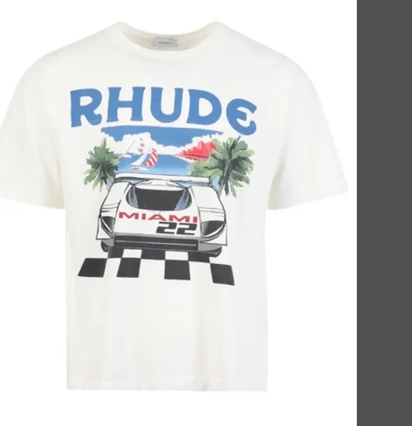 The Webster x RHUDE Formula One Miami Station Limited Edition Theme Printed Short Sleeve T-shirt in Beige S M L XL