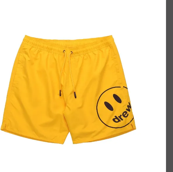 DREW HOUSE MASCOT POOL SHORT smiley face print drawstring American retro outfit sports beach shorts navy blue olive green yellow S M L XL