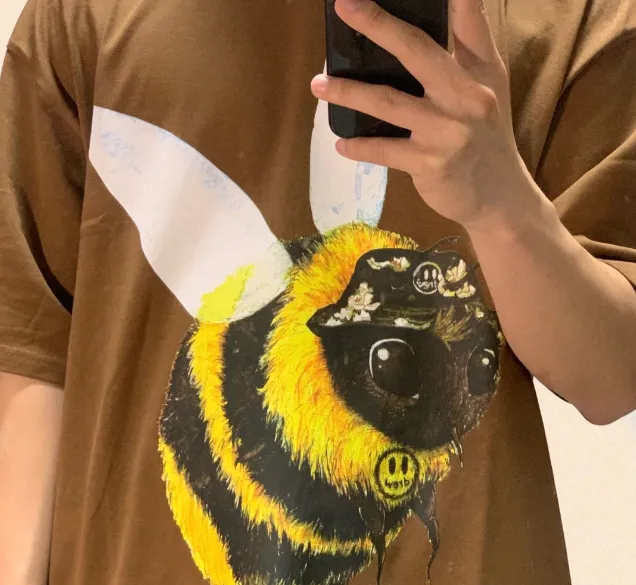 DREAM HOUSE SS22 BIZZY SS TEE Small Bee Pattern Printed Round Neck Short Sleeve T-shirt Brown S M L XL