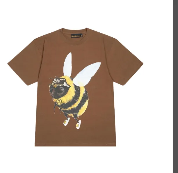 DREAM HOUSE SS22 BIZZY SS TEE Small Bee Pattern Printed Round Neck Short Sleeve T-shirt Brown S M L XL