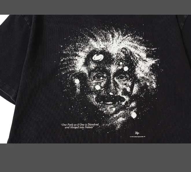 Vintage Tee Bieber Same Top Einstein Printed Short sleeved T-shirt Black S-XL