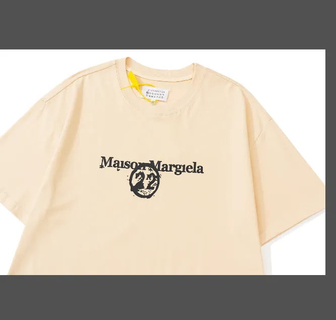 Maison Margiela MM6 Martin Margiela Calendar Printed Short Sleeve T-shirt Apricot Black 46 Size 48 Size 50 Size 52