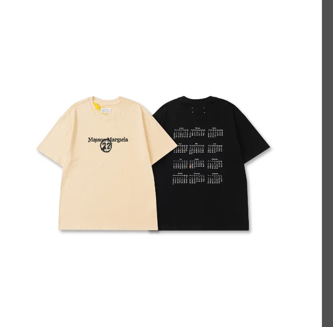 Maison Margiela MM6 Martin Margiela Calendar Printed Short Sleeve T-shirt Apricot Black 46 Size 48 Size 50 Size 52