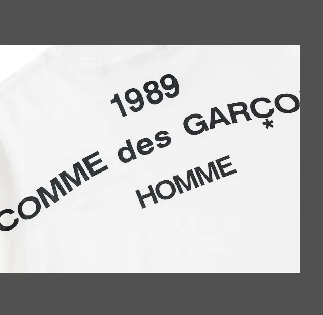 CDG Comme des garcons 1989 HOMME letter logo printed short sleeved T-shirt black and white S-XL