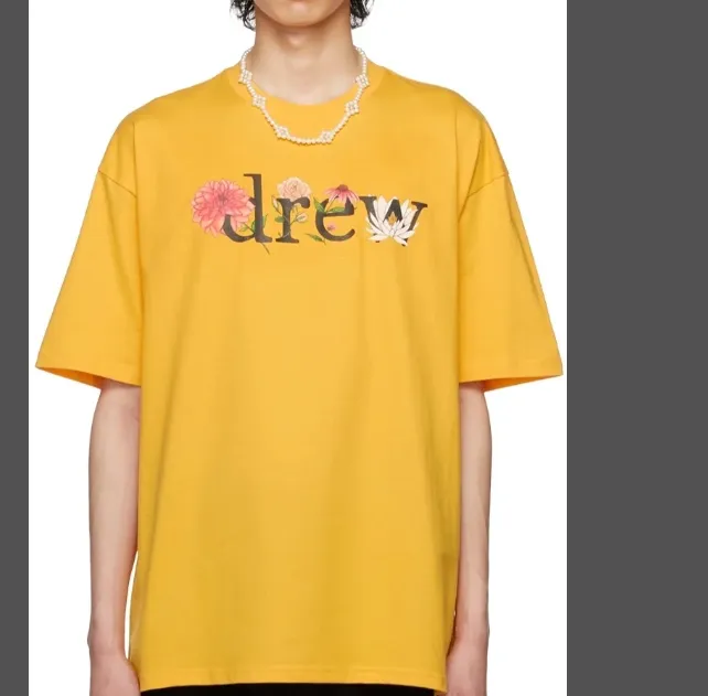 DREW HOUSE x SSENSE Flower Flower Letter Logo Printed Short Sleeve T-shirt White Purple Yellow S M L XL