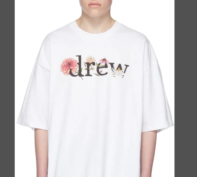 DREW HOUSE x SSENSE Flower Flower Letter Logo Printed Short Sleeve T-shirt White Purple Yellow S M L XL