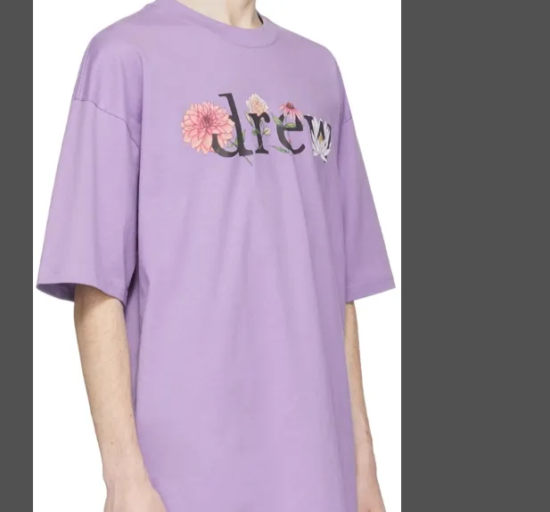 DREW HOUSE x SSENSE Flower Flower Letter Logo Printed Short Sleeve T-shirt White Purple Yellow S M L XL