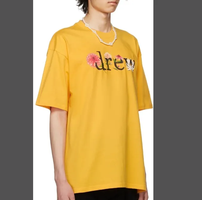 DREW HOUSE x SSENSE Flower Flower Letter Logo Printed Short Sleeve T-shirt White Purple Yellow S M L XL