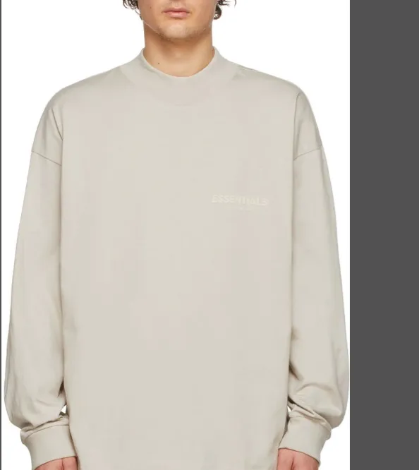 FEAR OF GOD ESSENTIALS SS22 L S TEE Chest Thick Edition Plush Small Logo Round Neck Long Sleeve T-shirt Sea Foam Green Wheat S M L XL