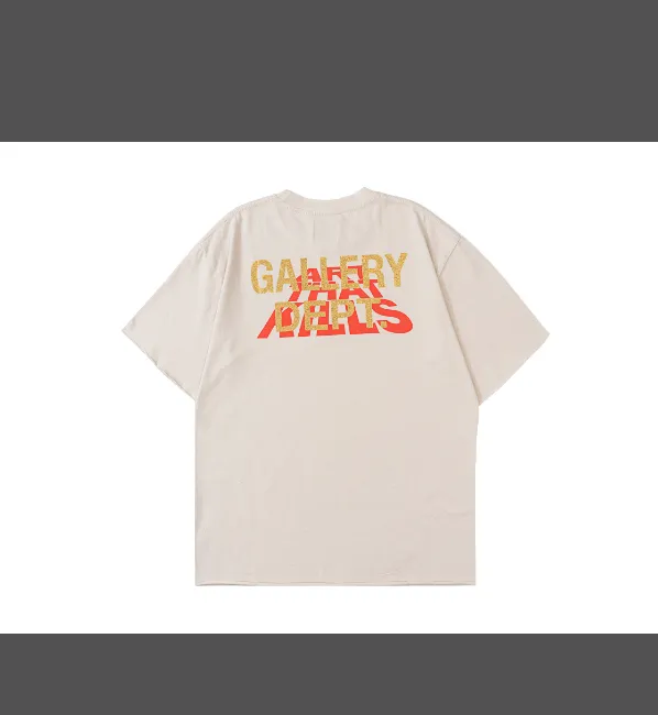 GALLERY DEPT ATK distressed hole flame earth print short sleeved T-shirt gray white black S-XL