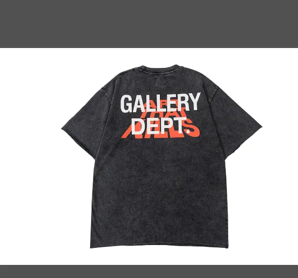 GALLERY DEPT ATK distressed hole flame earth print short sleeved T-shirt gray white black S-XL