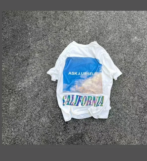 ASKYOURSELF V11 10th Anniversary Limited Edition California Sky Scenery 3m Colorful Reflective Letter Printed High Street Short Sleeve Dark Grey White S M L XL