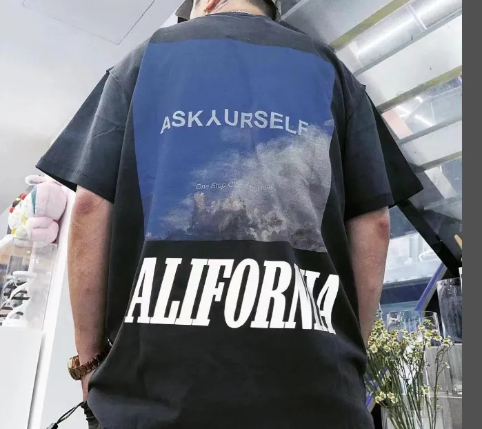 ASKYOURSELF V11 10th Anniversary Limited Edition California Sky Scenery 3m Colorful Reflective Letter Printed High Street Short Sleeve Dark Grey White S M L XL