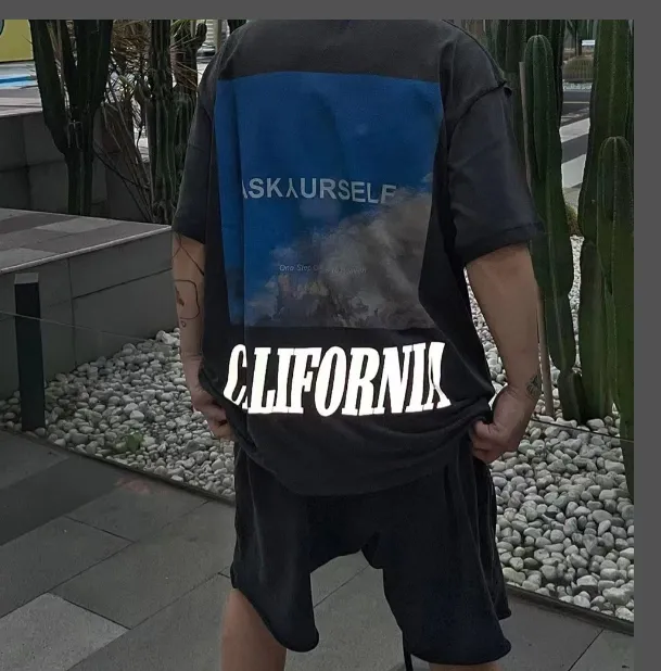 ASKYOURSELF V11 10th Anniversary Limited Edition California Sky Scenery 3m Colorful Reflective Letter Printed High Street Short Sleeve Dark Grey White S M L XL