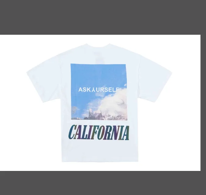 ASKYOURSELF V11 10th Anniversary Limited Edition California Sky Scenery 3m Colorful Reflective Letter Printed High Street Short Sleeve Dark Grey White S M L XL