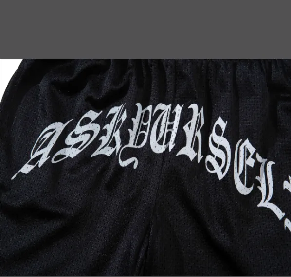 ASKYURSELF 10th Anniversary Special Limited Edition BLACK D0pe Summer Co branded Series Logo Sanskrit Printed High Street Mesh Shorts Black S M L XL