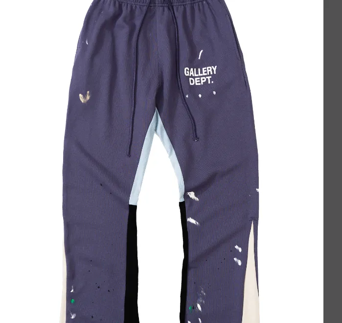 Gallery Dept. Painted Flare Sweat Pant Hand drawn Ink Splashing Splicing Drawstring Pant Purple Orchid S-XL