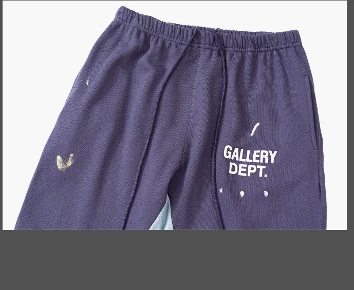 Gallery Dept. Painted Flare Sweat Pant Hand drawn Ink Splashing Splicing Drawstring Pant Purple Orchid S-XL