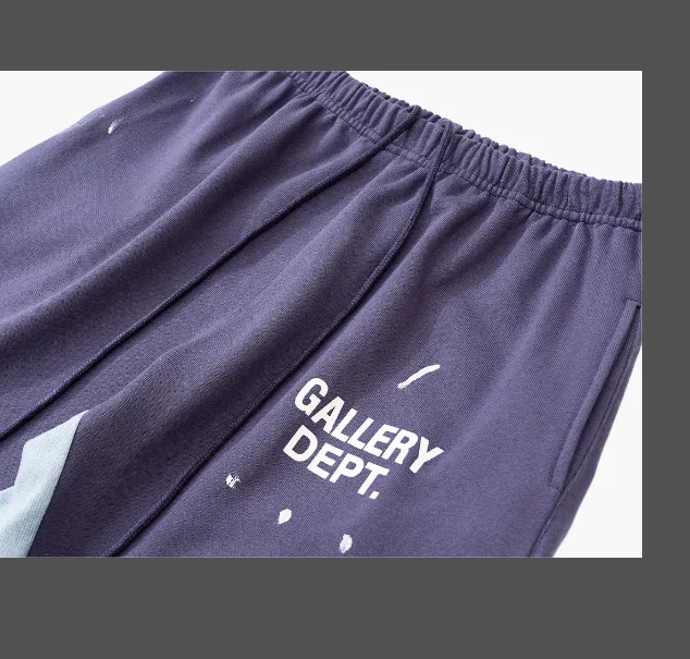 Gallery Dept. Painted Flare Sweat Pant Hand drawn Ink Splashing Splicing Drawstring Pant Purple Orchid S-XL