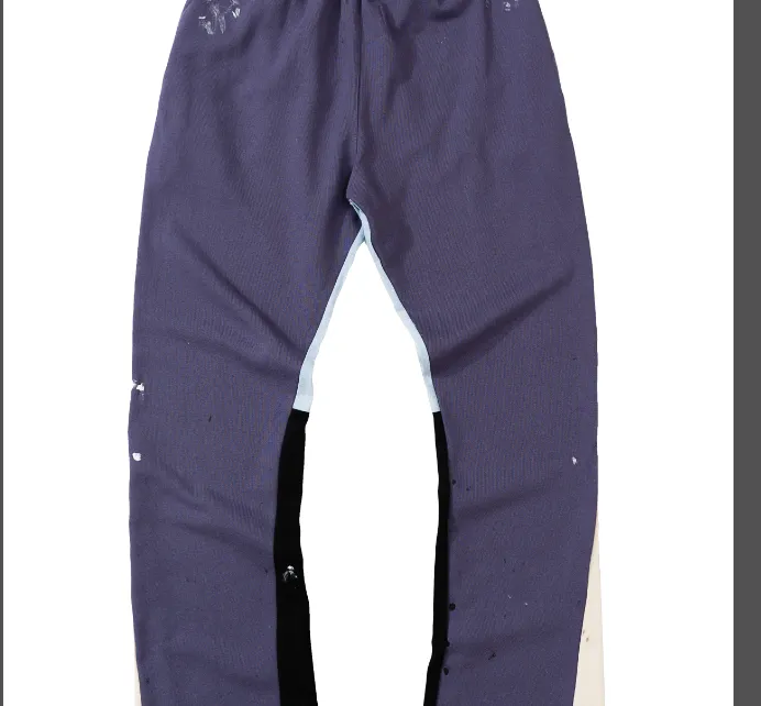 Gallery Dept. Painted Flare Sweat Pant Hand drawn Ink Splashing Splicing Drawstring Pant Purple Orchid S-XL